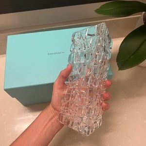 Tiffany & Co Sierra Geometric Rock Crystal Vase Triangle WITH BOX
